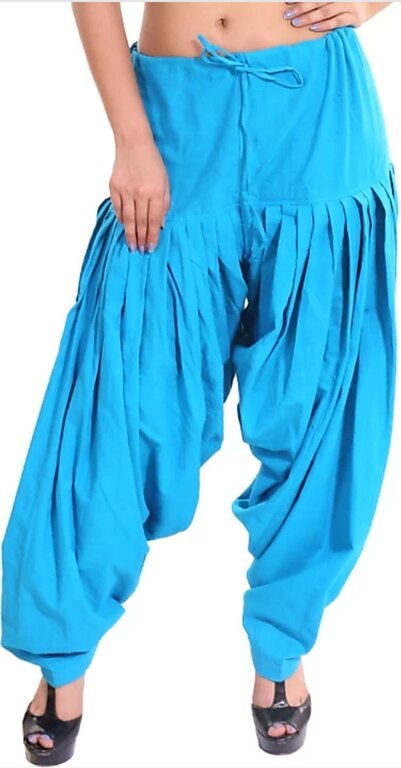 Samridhi Collections Women's Cotton Patiyala Combo Of 2 (Sky Blue & Navy Blue)